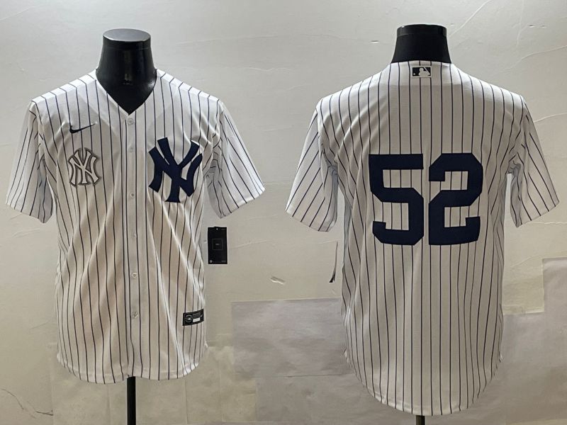 Men New York Yankees #52 No Name White Stripe Game 2025 Nike MLB Jersey style 4
